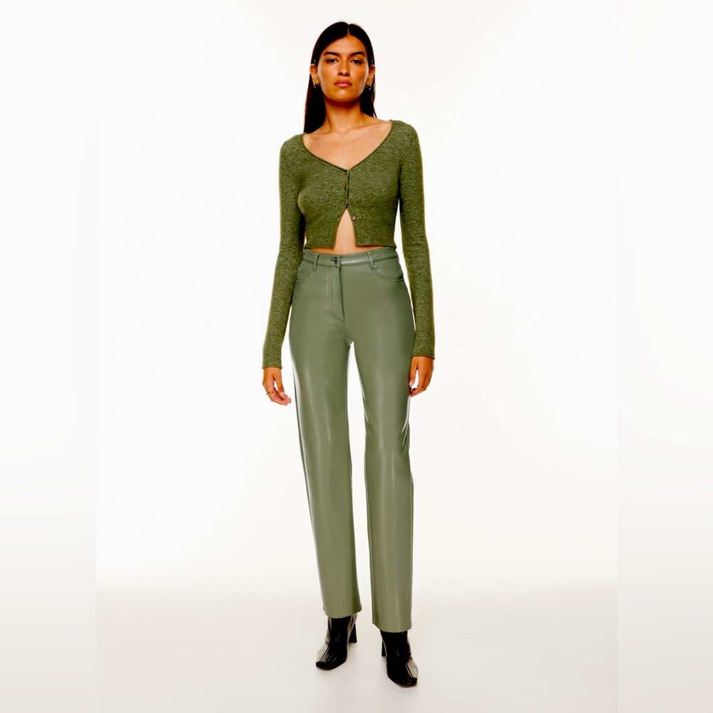 The Melina Vegan Leather Pants Size 4 Bitter Sage